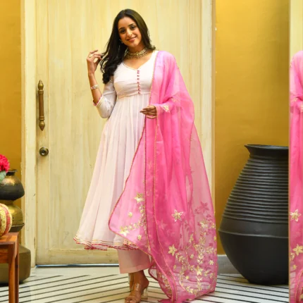 Baby Pink Georgette Gota Suit Set